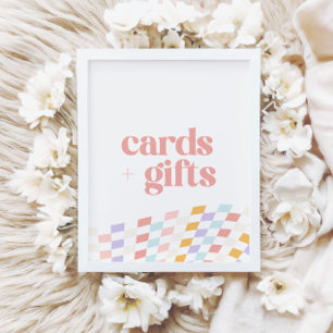 Groovy Girl's Checkered Retro Cards and Gifts Poster