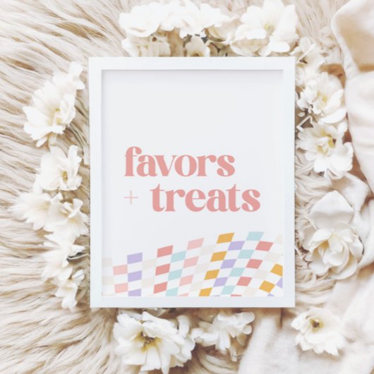 Groovy Girl's Checkered Retro Favoriten und Lecker Poster