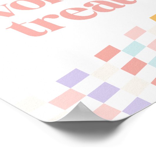 Groovy Girl's Checkered Retro Favoriten und Lecker Poster (Ecke)