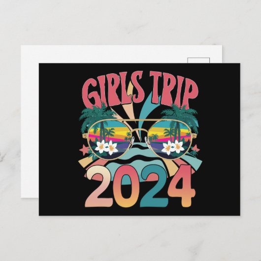 Groovy Girls Trip 2024 Summer Beach Postkarte (Vorne/Hinten)