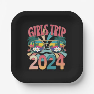 Groovy Girls Trip 2024 Wochenend Sommer Strand Pappteller
