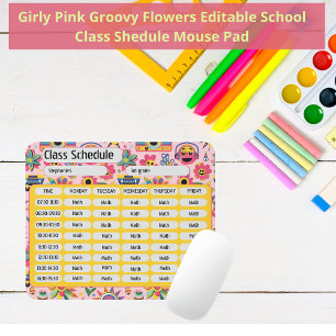 Groovy Girly Blume Pink 2024 Class Schedule Mousepad