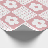 Groovy Girly Pink Psychedelic Checkerboard, Y2K Geschenkpapier (Ecke)