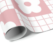 Groovy Girly Pink Psychedelic Checkerboard, Y2K Geschenkpapier (Rolleneckpunkt)