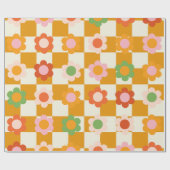 Groovy Girly Psychedelic Checkerboard, Y2K Geschenkpapier (Flach)
