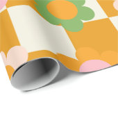 Groovy Girly Psychedelic Checkerboard, Y2K Geschenkpapier (Rolleneckpunkt)