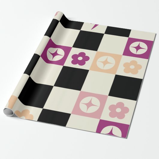 Groovy Girly Psychedelic Checkerboard, Y2K Wrappin Geschenkpapier (Ungerollt)