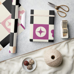 Groovy Girly psychedelisches Schachbrettmuster, Y2 Geschenkpapier