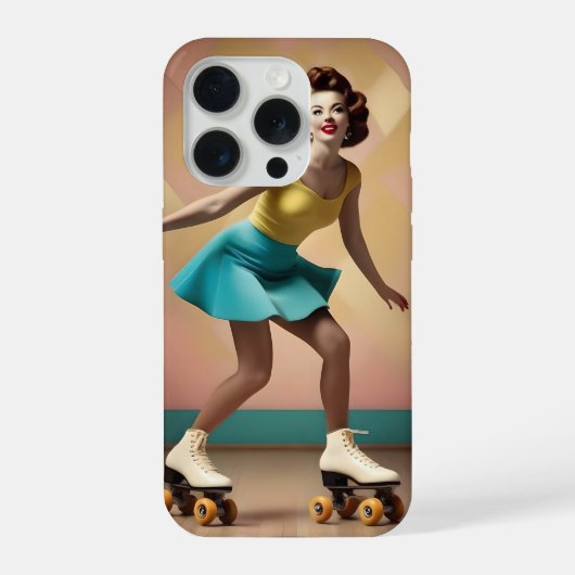 "Groovy Glide: Retro-Rhythmen auf Rollschuhen" iPhone Hülle (Rückseite)