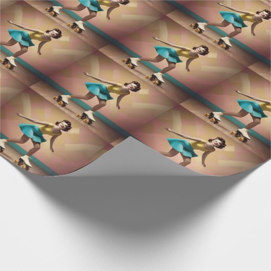 "Groovy Glide: Retro-Rhythmen auf Skate-Rädern" Geschenkpapier (Ecke)