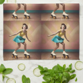 "Groovy Glide: Retro-Rhythmen auf Skate-Rädern" Geschirrtuch (Gefaltet)