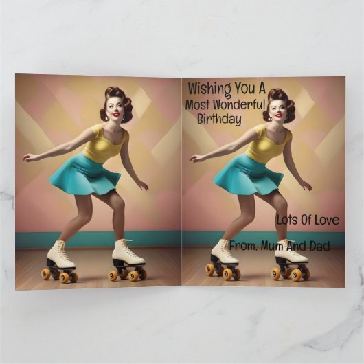 "Groovy Glide: Retro-Rhythmen auf Skate-Rädern" Karte (Innenseite)