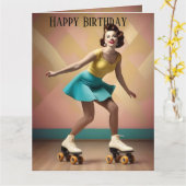 "Groovy Glide: Retro-Rhythmen auf Skate-Rädern" Karte (Gelbe Blume)