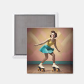 "Groovy Glide: Retro-Rhythmen auf Skate-Rädern" Magnet (Vorderseite/Rückseite)