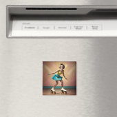 "Groovy Glide: Retro-Rhythmen auf Skate-Rädern" Magnet (In Situ (Geschirrspüler))