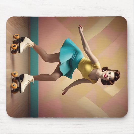 "Groovy Glide: Retro-Rhythmen auf Skate-Rädern" Mousepad (Vorne)
