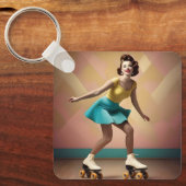 "Groovy Glide: Retro-Rhythmen auf Skate-Rädern" Schlüsselanhänger (Vorderseite)