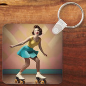 "Groovy Glide: Retro-Rhythmen auf Skate-Rädern" Schlüsselanhänger (Rückseite)