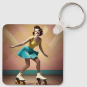 "Groovy Glide: Retro-Rhythmen auf Skate-Rädern" Schlüsselanhänger (Rückseite)