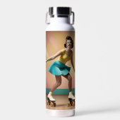"Groovy Glide: Retro-Rhythmen auf Skate-Rädern" Trinkflasche (Vorne)