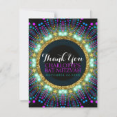 Groovy Glow Blacklight Bat Mitzvah Danke, V2 Dankeskarte (Vorderseite)