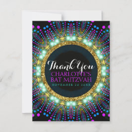 Groovy Glow Blacklight Bat Mitzvah Danke, V2 Dankeskarte