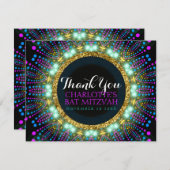 Groovy Glow Blacklight Bat Mitzvah Danke, V2L Dankeskarte (Vorne/Hinten)