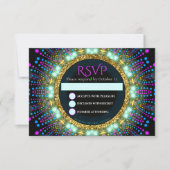 Groovy Glow Blacklight Bat Mitzvah RSVP Karte (Vorderseite)