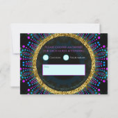 Groovy Glow Blacklight Bat Mitzvah RSVP Karte (Rückseite)