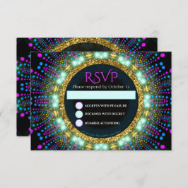 Groovy Glow Blacklight Bat Mitzvah RSVP Karte
