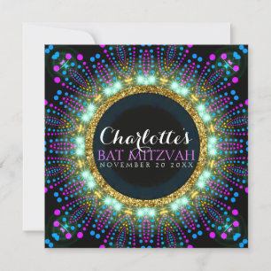 Groovy Glow Schwarzlicht Bat Mitzvah Einladung