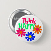 Groovy glückliche Blumen Button (Vorne & Hinten)