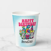 Groovy Gnomes Rainbow Gefärbte Krawatte Geburtstag Pappbecher (Rückseite)