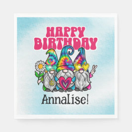 Groovy Gnomes Rainbow Gefärbte Krawatte Geburtstag Serviette