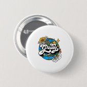 Groovy Go Green Earth Day Recycling Retro Boho Hip Button (Vorne & Hinten)