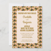 Groovy Gold All-in-One Retro Art Déco Hochzeit Einladung (Vorderseite)