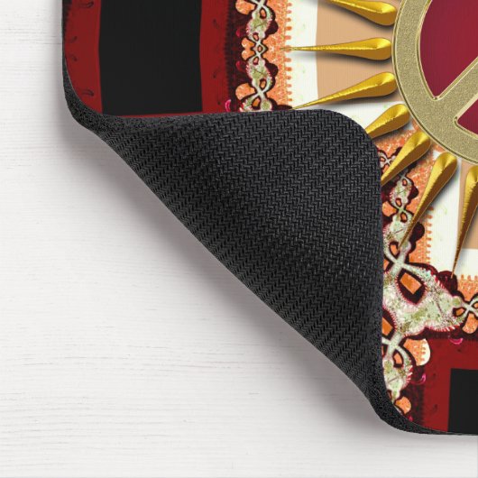 Groovy Golden Peace Sign Abstrakt Mousepad (Ecke)