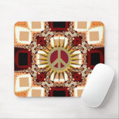 Groovy Golden Peace Sign Abstrakt Mousepad (Mit Mouse)