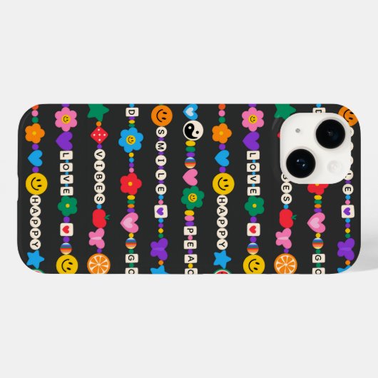 Groovy Good Vibes Liebe Lächeln Retro Beads Case-Mate iPhone Hülle (Rückseite (Horizontal))