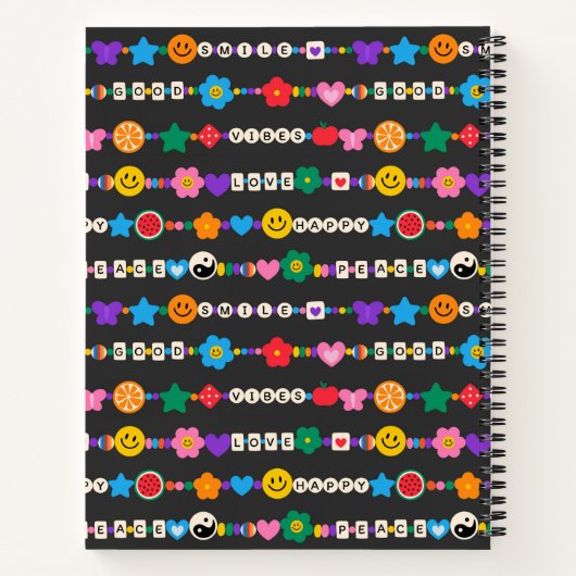 Groovy Good Vibes Liebe Lächeln Retro Beads Notizblock (Rückseite)