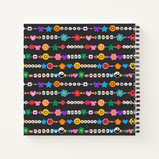 Groovy Good Vibes Liebe Lächeln Retro Beads Notizblock (Rückseite)
