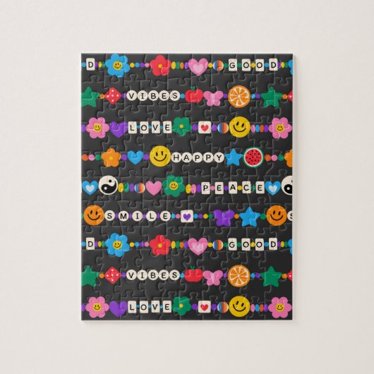 Groovy Good Vibes Liebe Lächeln Retro Beads Puzzle (Vertikal)