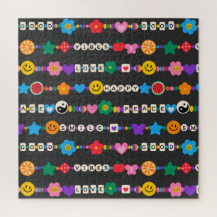 Groovy Good Vibes Liebe Lächeln Retro Beads Puzzle