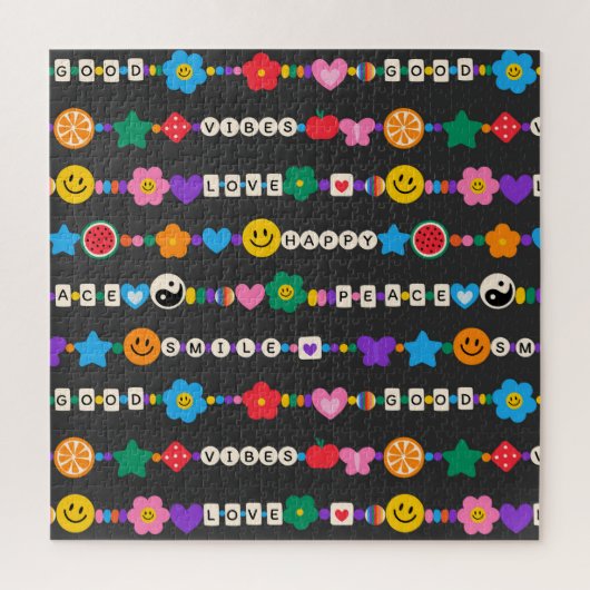 Groovy Good Vibes Liebe Lächeln Retro Beads Puzzle (Vertikal)