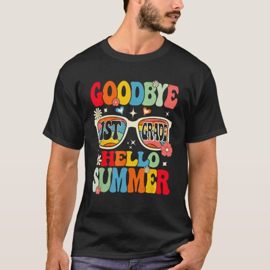 Groovy Goodbye 1st Grade Graduation Hello Summer K T-Shirt (Vorderseite)