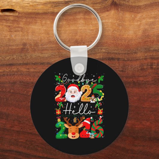Groovy Goodbye 2025 Hello 2026 Happy New Years Eve Schlüsselanhänger (Vorderseite)
