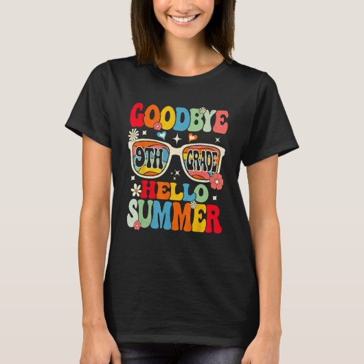 Groovy Goodbye 9th Grade Graduation Hello Summer K T-Shirt (Vorderseite)