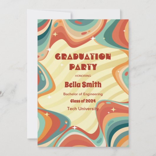 Groovy Grad - Retro Style Abschluss Einladung (Vorderseite)