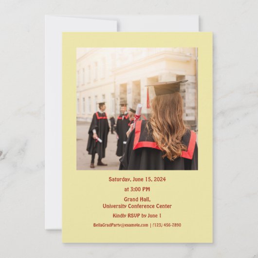 Groovy Grad - Retro Style Abschluss Einladung (Rückseite)