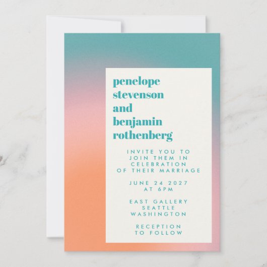 Groovy Gradient Aquamarin Pink Orange Abstrakte Ho Einladung (Vorderseite)